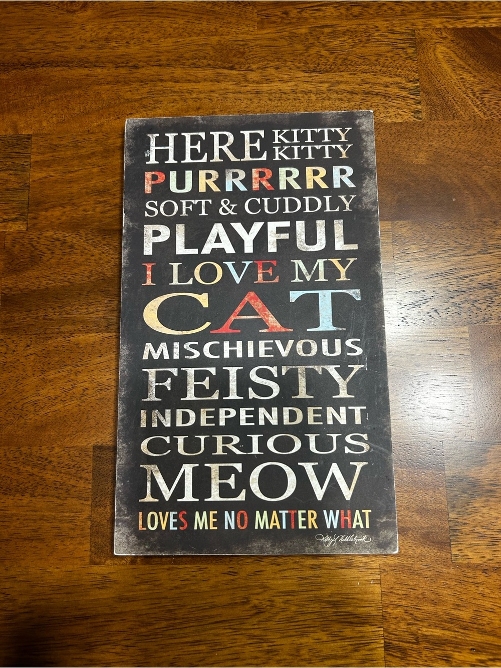 Decorative Cat Wall Sign - Multicolor